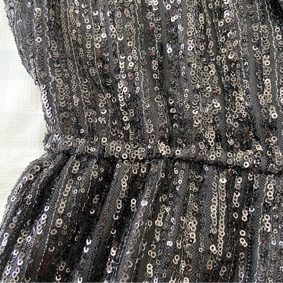 BB Dakota sequins shortall  black jumpsuit shorts onepiece V neck dark Academia - Picture 6 of 16